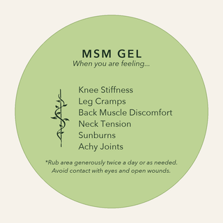 MSM Gel label: symptom list and how to use it